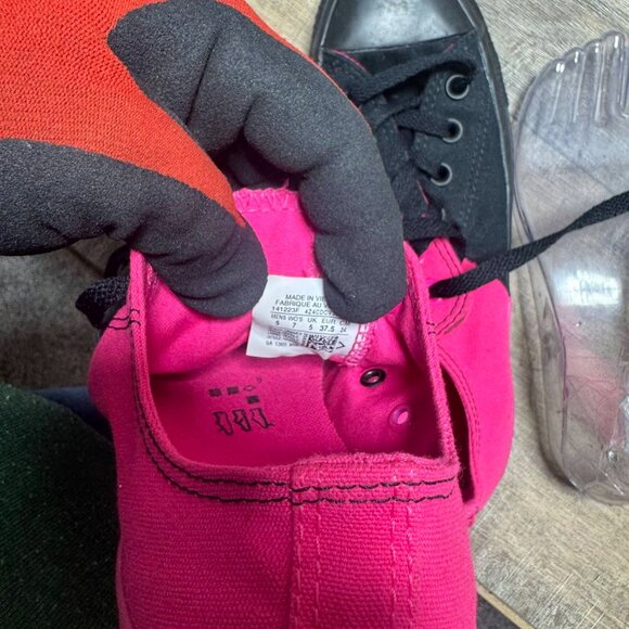 Converse All Stars Hot Pink/Black Split Canvas Sneakers Women's Size 7 - Picture 5 of 7
